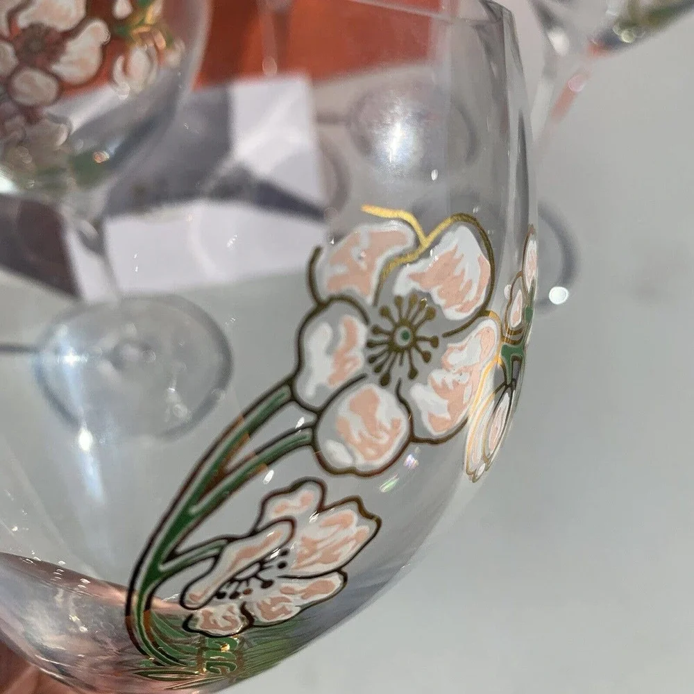 Perrier Jouet Verre Belle Epoque Hand Painted Animone Grand Champagne 6pc Set